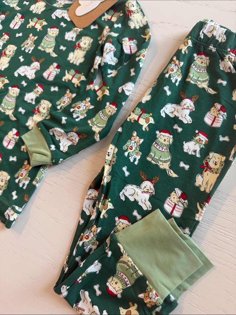 Angel Dear Christmas Holiday Dogs Puppy Pajama Set 2T 3-4 5-6 7-8 - Picture 3 of 4